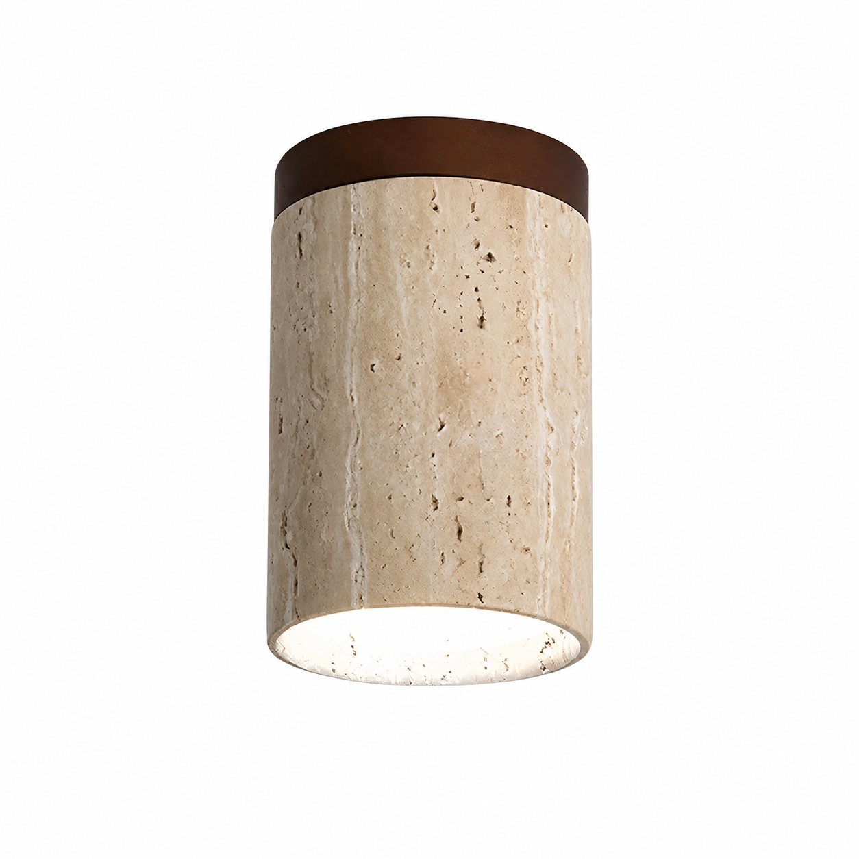 Lampa Sufitowa Trawertyn i Drewno – Plafon z Naturalnego Kamienia do Holu i Sypialni