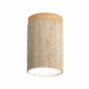 Lampa Sufitowa Trawertyn i Drewno – Plafon z Naturalnego Kamienia do Holu i Sypialni
