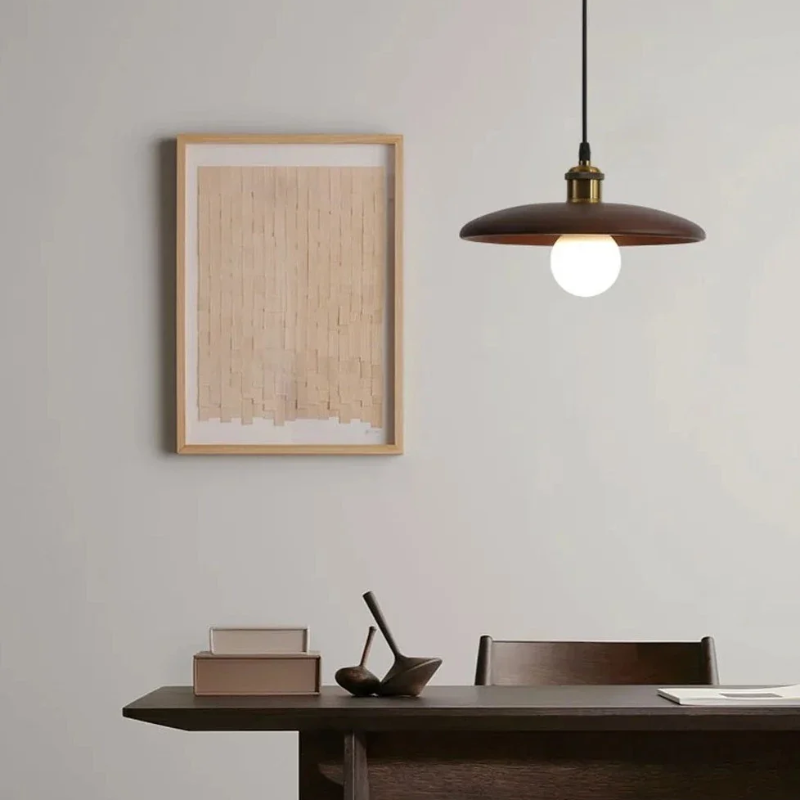 Lampa Wisząca Drewniana w Stylu Skandynawskim, Regulowany Przewód — Oświetlenie LED E27 do Jadalni i Kuchni