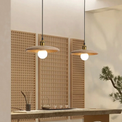 Lampa Wisząca Drewniana w Stylu Skandynawskim, Regulowany Przewód — Oświetlenie LED E27 do Jadalni i Kuchni