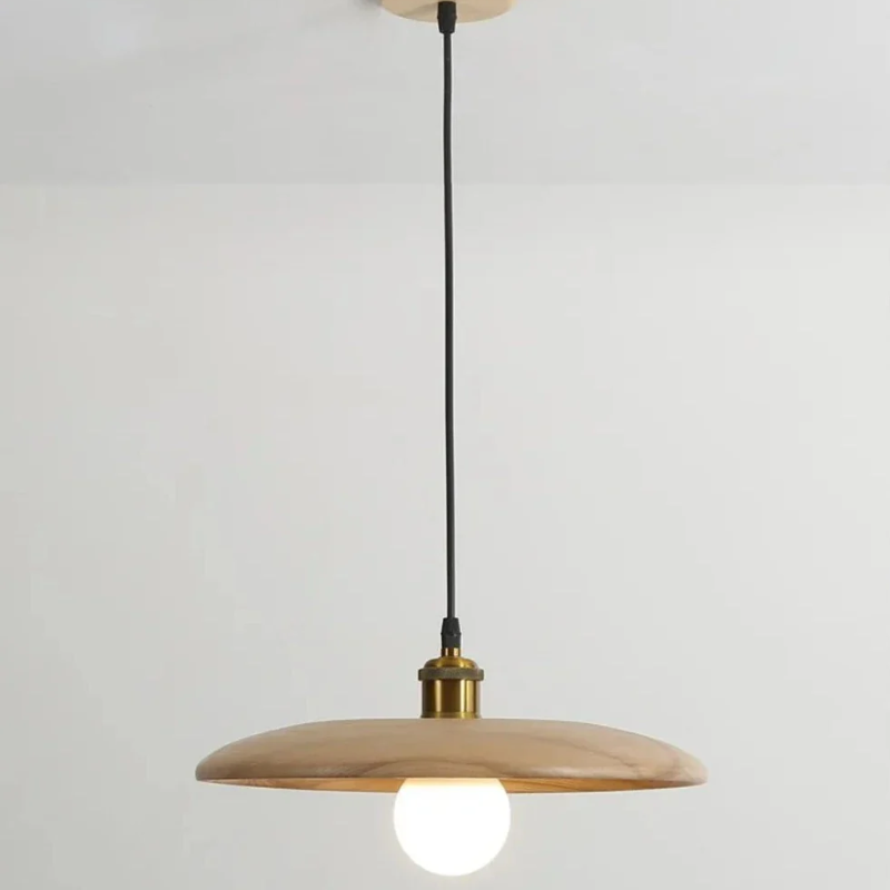 Lampa Wisząca Drewniana w Stylu Skandynawskim, Regulowany Przewód — Oświetlenie LED E27 do Jadalni i Kuchni