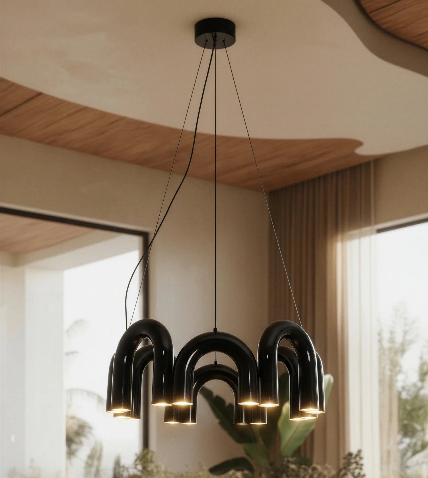 Lampa Wisząca ELVA LED – Nordycki Styl w Czarnej Oprawie