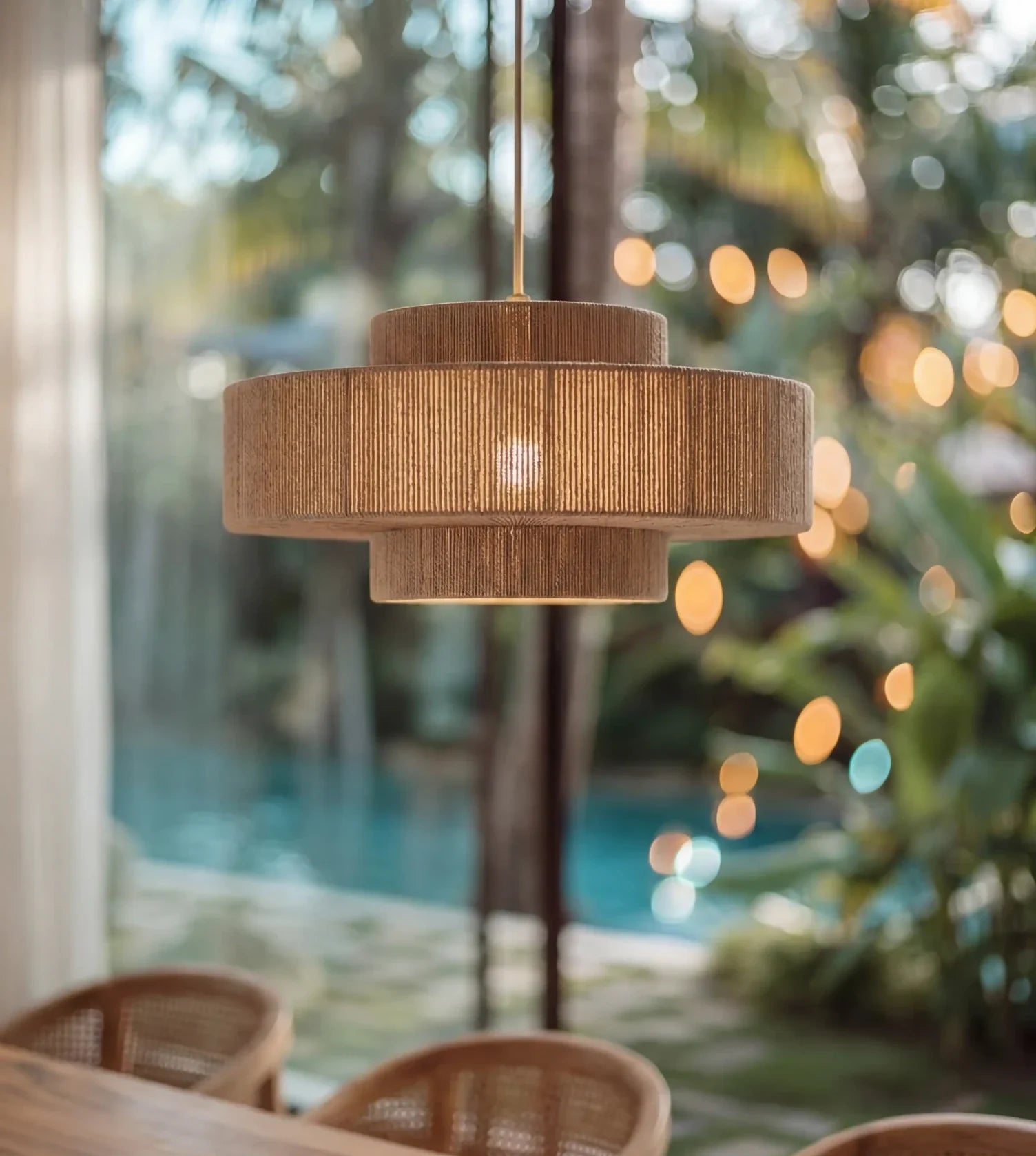 Lampa Wisząca – Pleciona Bawełna w Kolorze Taupe