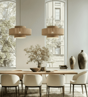 Lampa Wisząca – Pleciona Bawełna w Kolorze Taupe