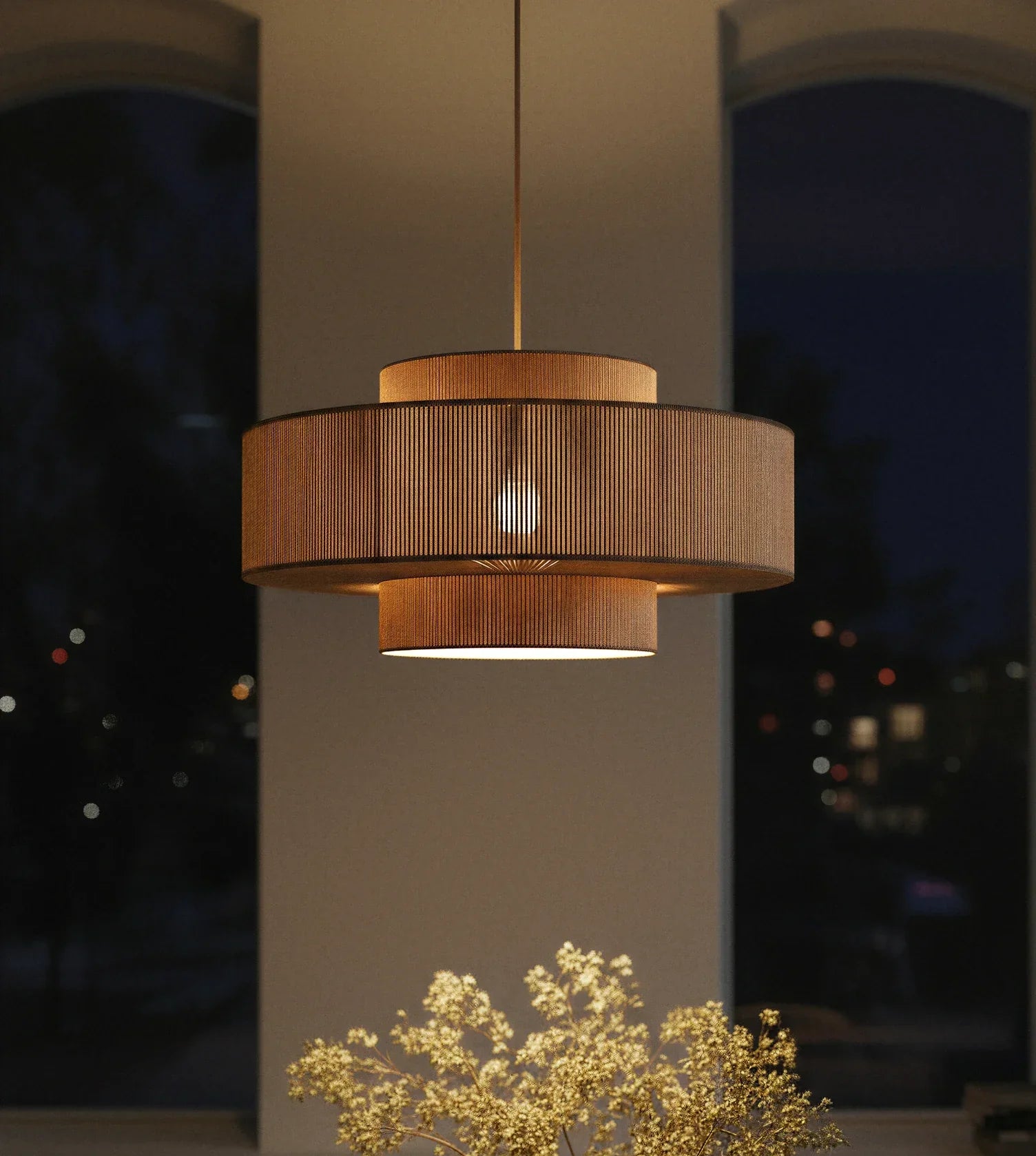 Lampa Wisząca – Pleciona Bawełna w Kolorze Taupe