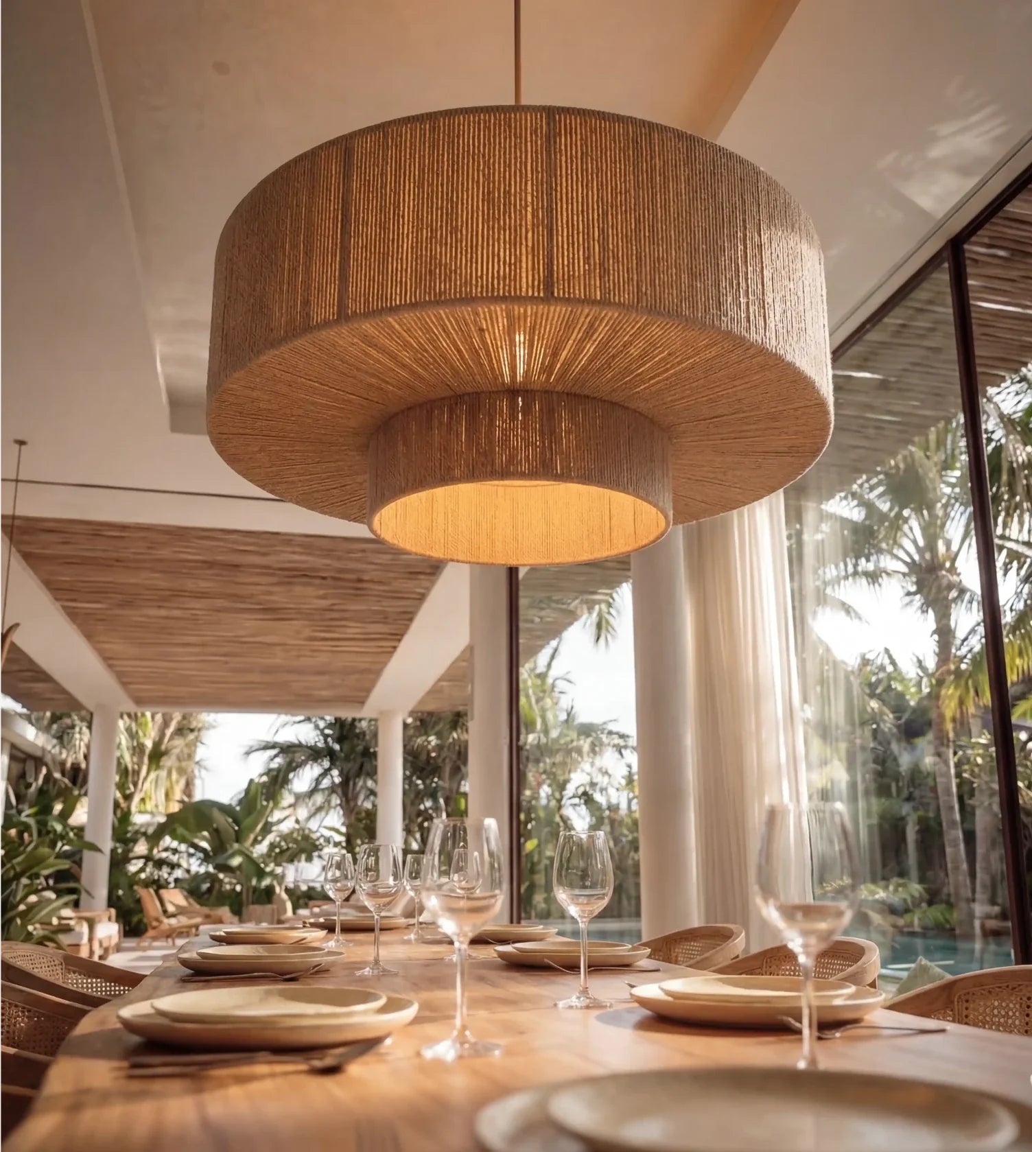 Lampa Wisząca – Pleciona Bawełna w Kolorze Taupe
