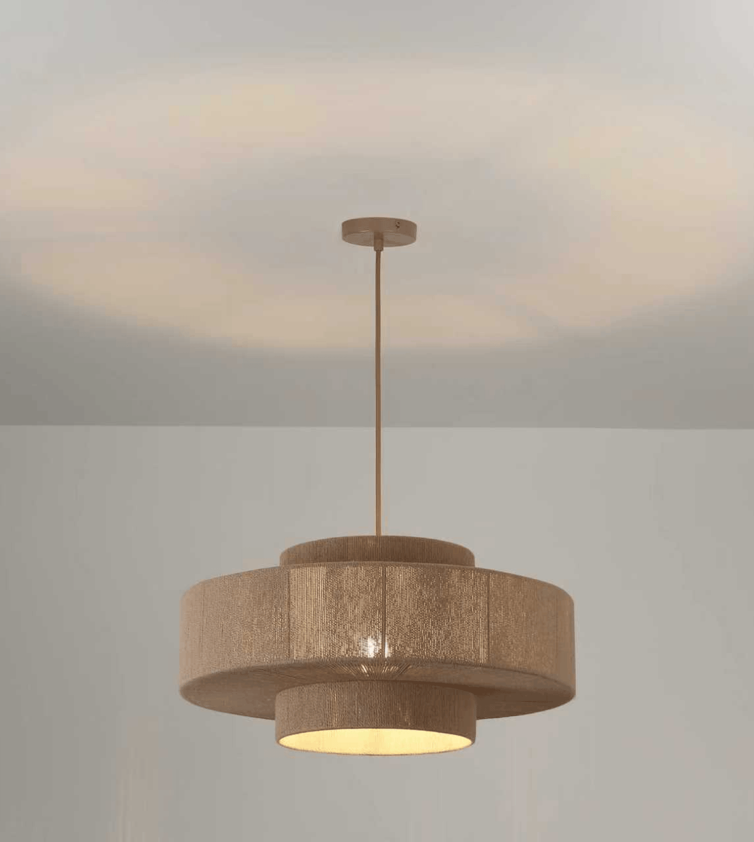 Lampa Wisząca – Pleciona Bawełna w Kolorze Taupe
