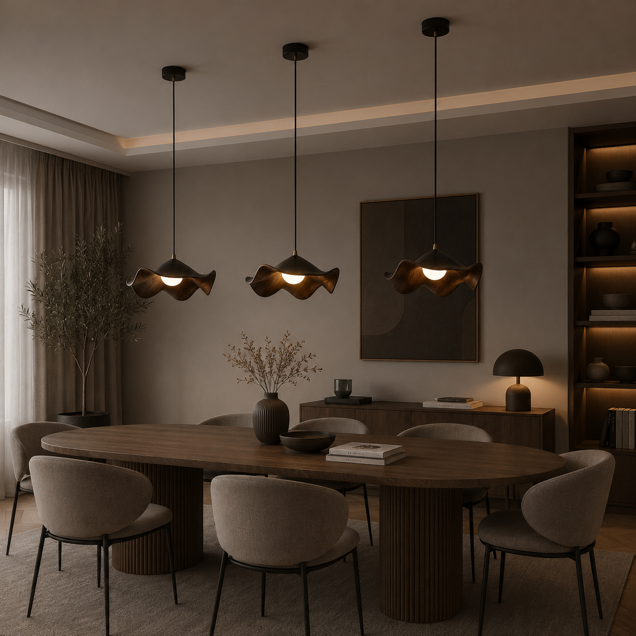 Lampa Wisząca Lotos z Żywicy – Organiczna Design Lampa do Jadalni i Kuchni