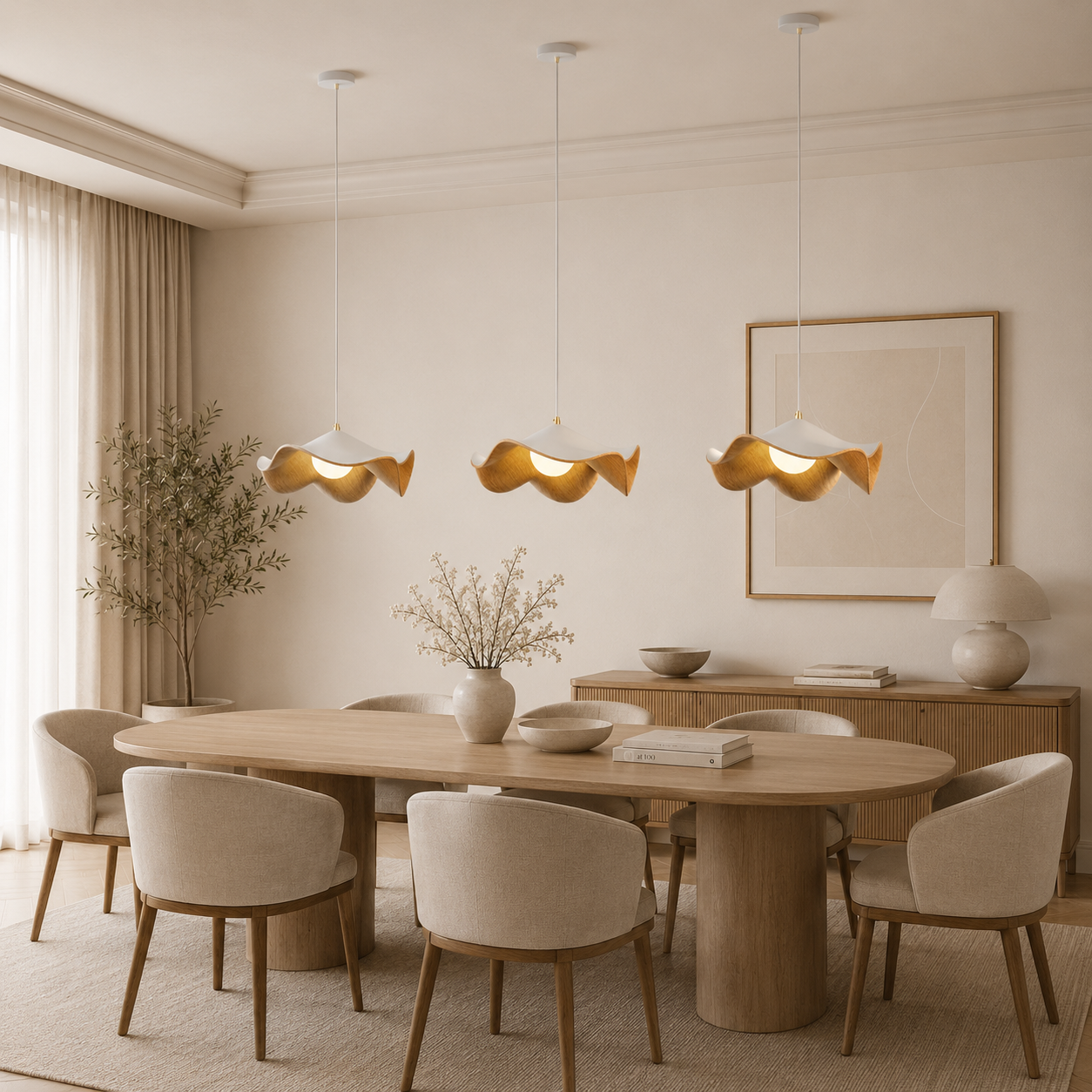 Lampa Wisząca Lotos z Żywicy – Organiczna Design Lampa do Jadalni i Kuchni