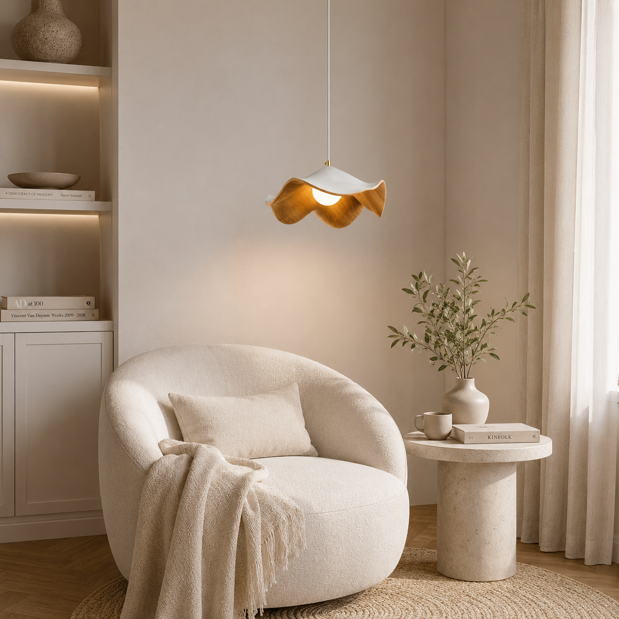 Lampa Wisząca Lotos z Żywicy – Organiczna Design Lampa do Jadalni i Kuchni