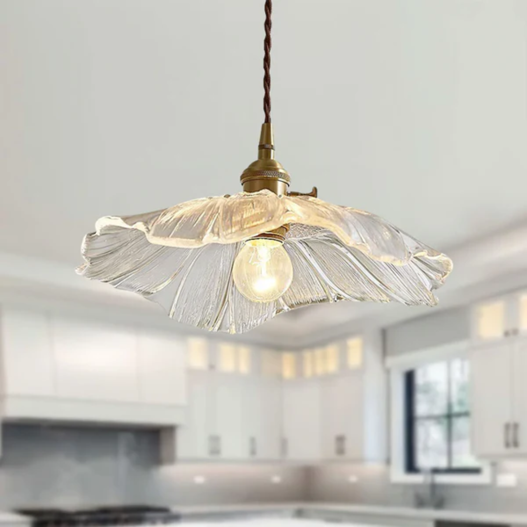 Lampa Wisząca Retro Szklana Lotos – Design nad Stół do Jadalni i Salonu