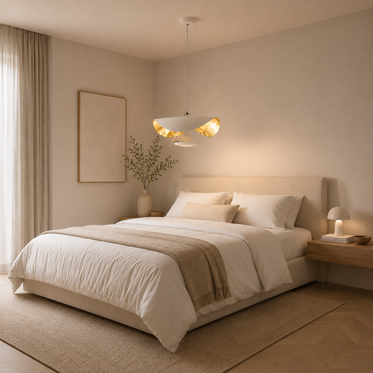 Lampa Wisząca Skandynawska Rzeźbiarska LED – Design Modern Czarny/Złoty lub Biały/Złoty