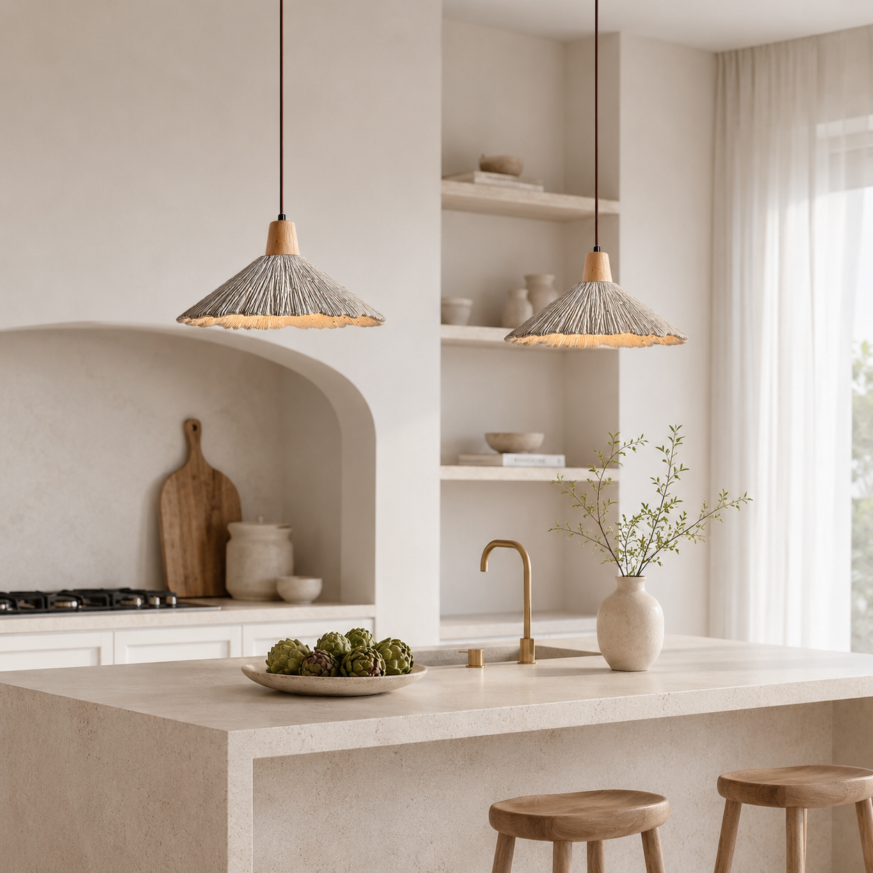 Lampa Wisząca Wabi-Sabi – Naturalna Tekstura i Miękkie Światło