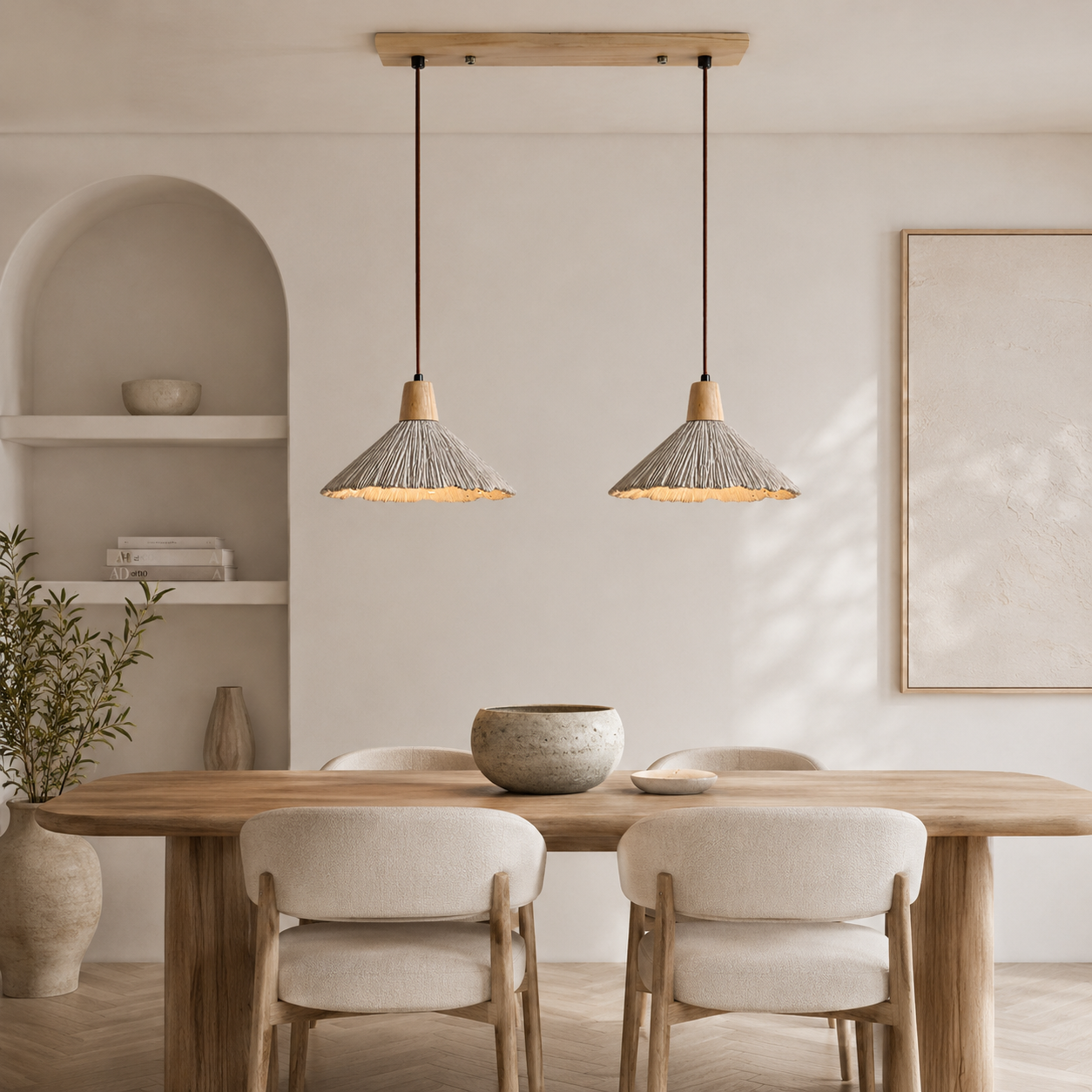 Lampa Wisząca Wabi-Sabi – Naturalna Tekstura i Miękkie Światło
