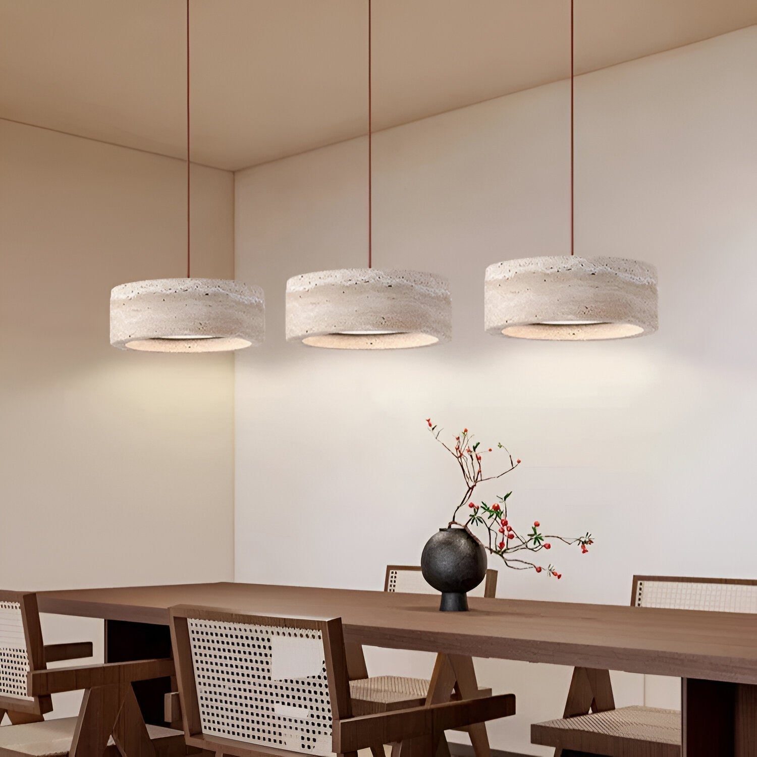 Lampa Wisząca Wabi-Sabi Trawertyn – Cylindryczny Design z Naturalnego Kamienia