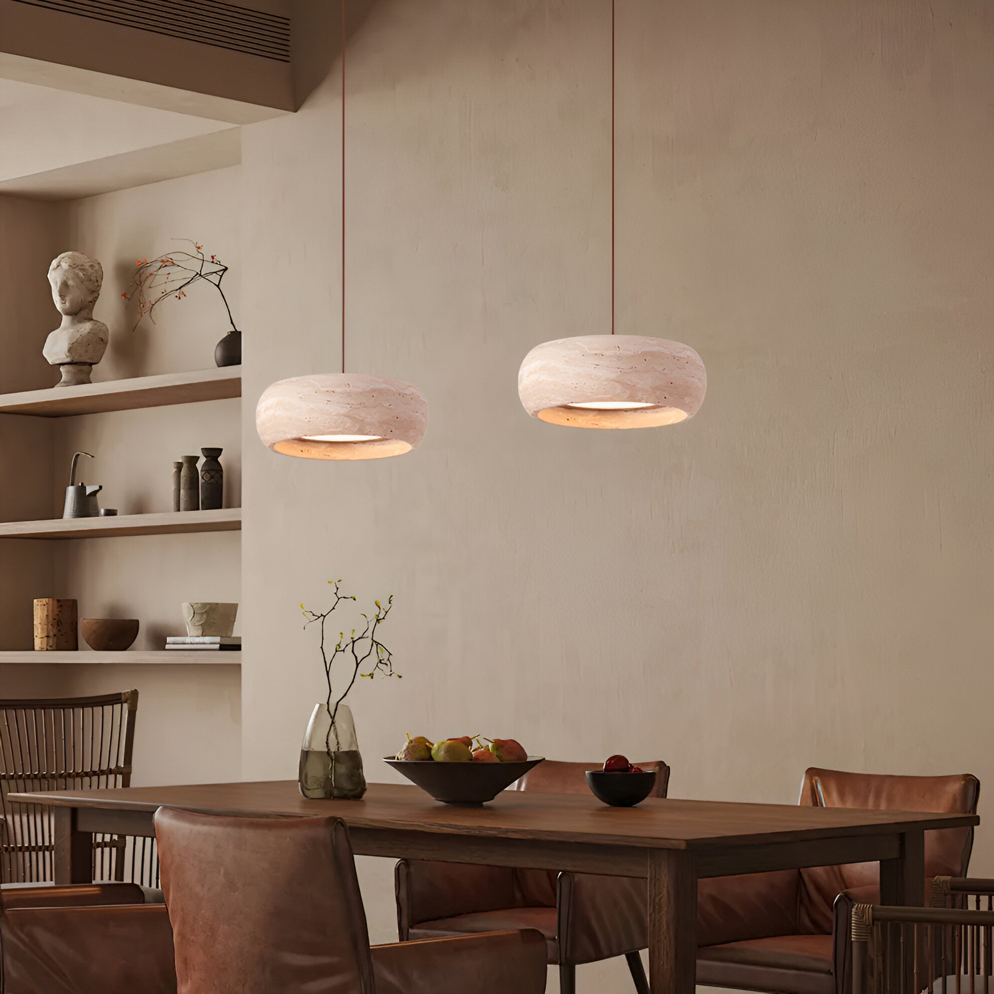 Lampa Wisząca Wabi-Sabi Trawertyn – Cylindryczny Design z Naturalnego Kamienia