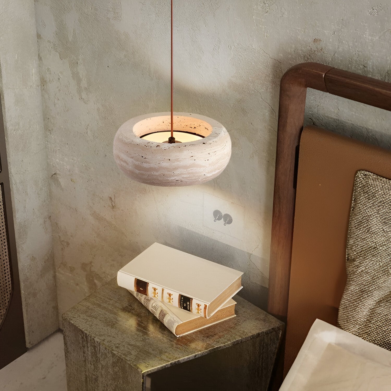 Lampa Wisząca Wabi-Sabi Trawertyn – Cylindryczny Design z Naturalnego Kamienia