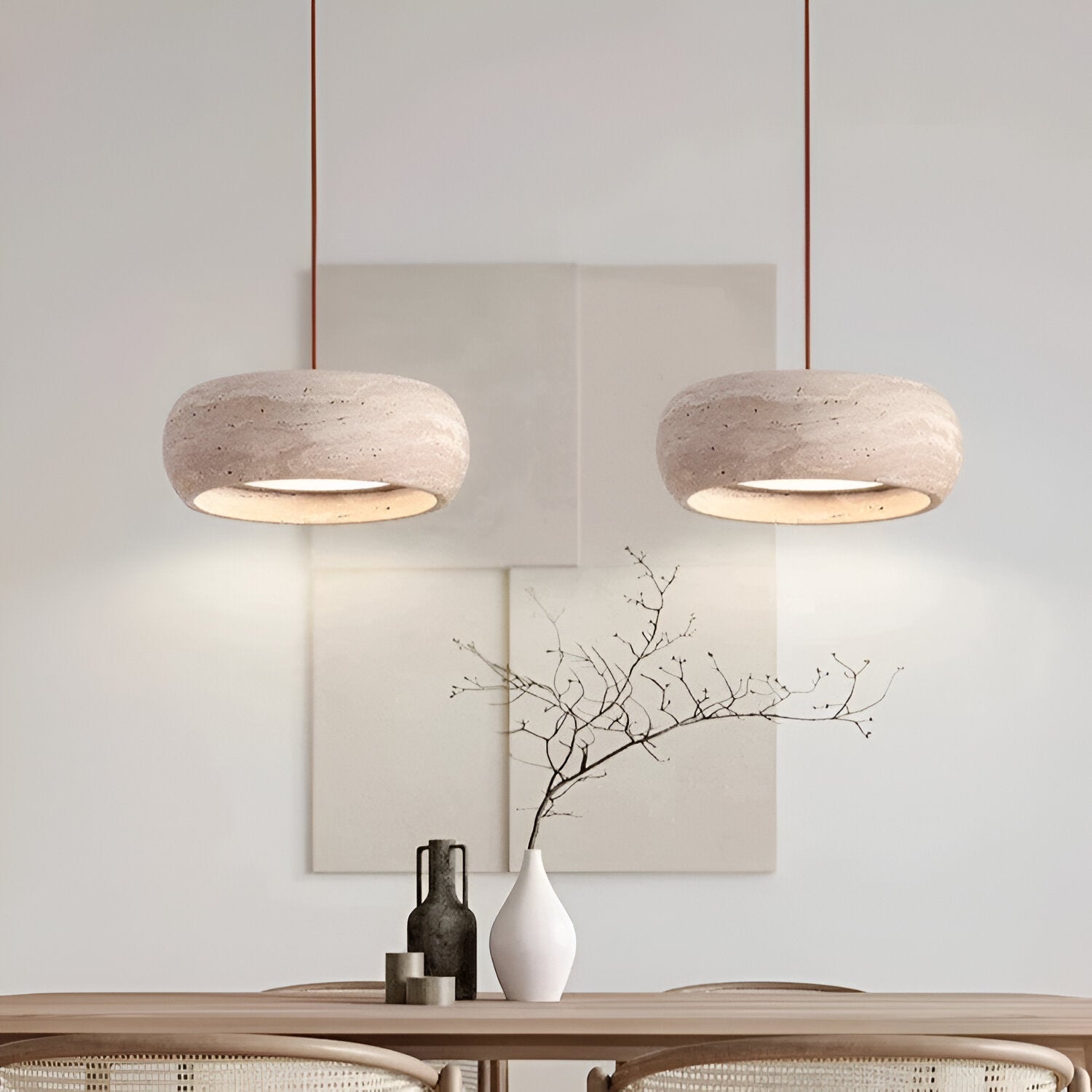 Lampa Wisząca Wabi-Sabi Trawertyn – Cylindryczny Design z Naturalnego Kamienia
