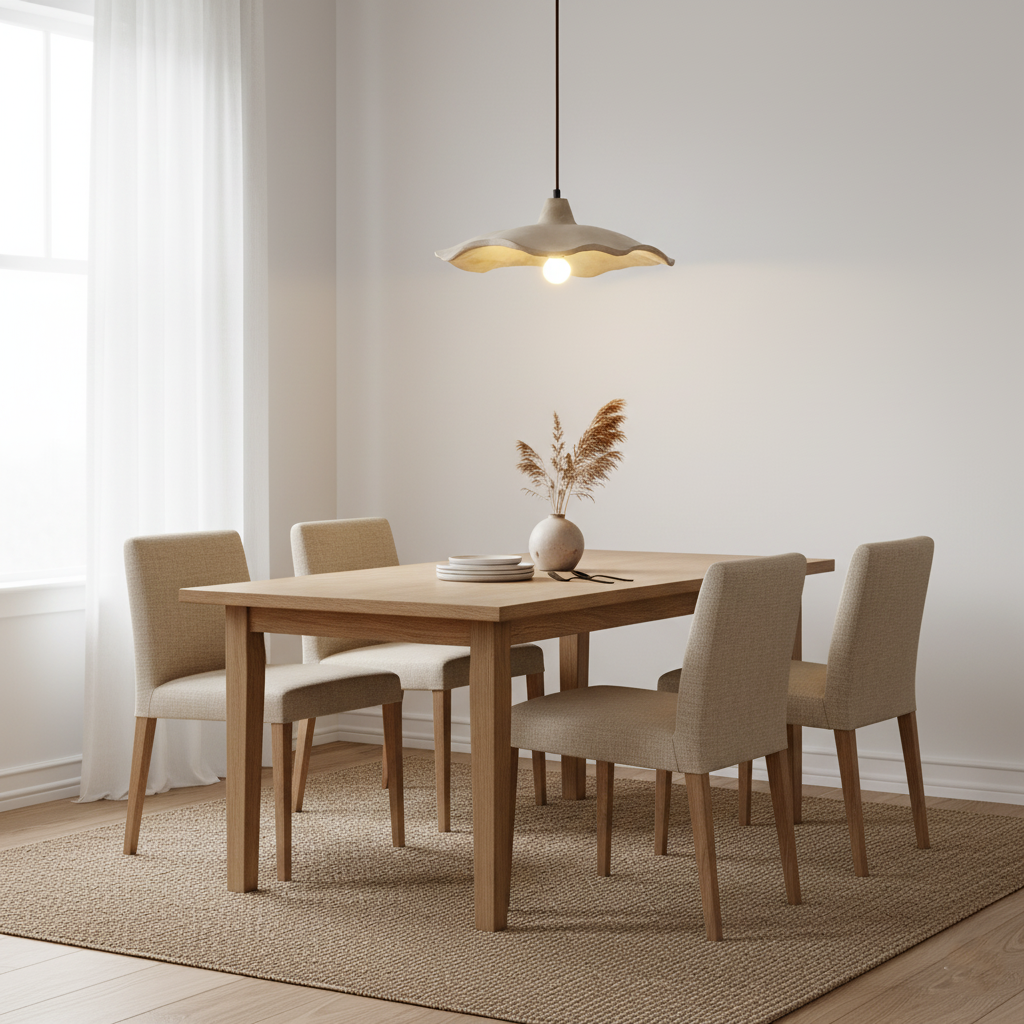 Lampa Wisząca Wabi-Sabi z Cementu – Organiczny Kwiatowy Design