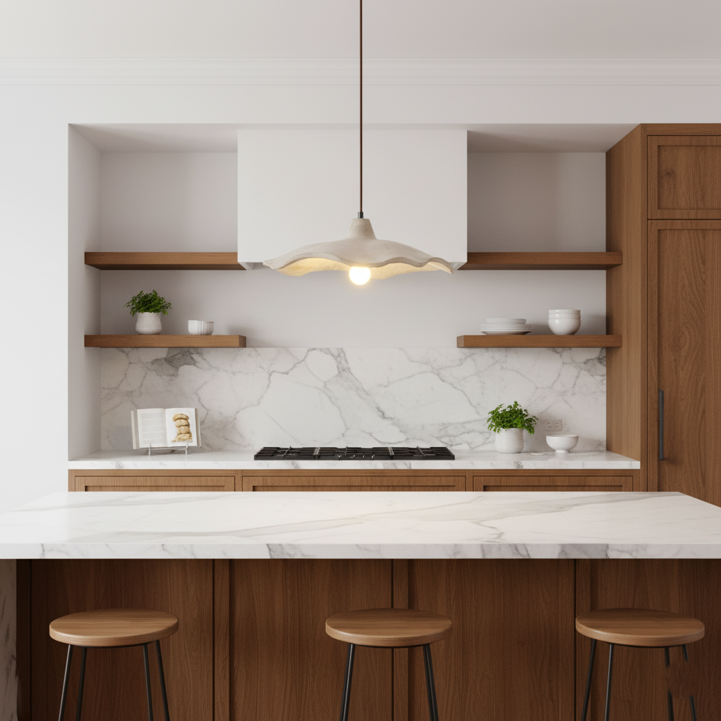 Lampa Wisząca Wabi-Sabi z Cementu – Organiczny Kwiatowy Design