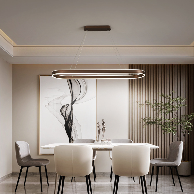 Lampa Wisząca w Kolorze Różowego Złota, Metalowe Wykończenie — Oświetlenie LED ze Ściemnianiem nad Stół i Wyspę Kuchenną