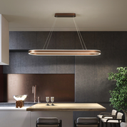 Lampa Wisząca w Kolorze Różowego Złota, Metalowe Wykończenie — Oświetlenie LED ze Ściemnianiem nad Stół i Wyspę Kuchenną