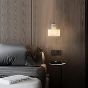 Lampa Wisząca z Alabastru – Cylindryczny Design z Naturalnego Kamienia