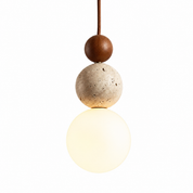 Lampa Wisząca z Trawertynu, Drewna i Szkła – Naturalny Design do Sypialni i Salonu