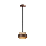 Lampa Wisząca z Trawertynu i Drewna Orzechowego – Naturalny Design Japandi
