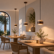 Lampa Wisząca z Trawertynu i Drewna Orzechowego – Naturalny Design Japandi