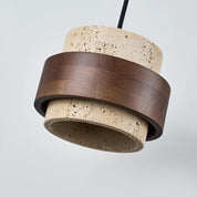 Lampa Wisząca z Trawertynu i Drewna Orzechowego – Naturalny Design Japandi