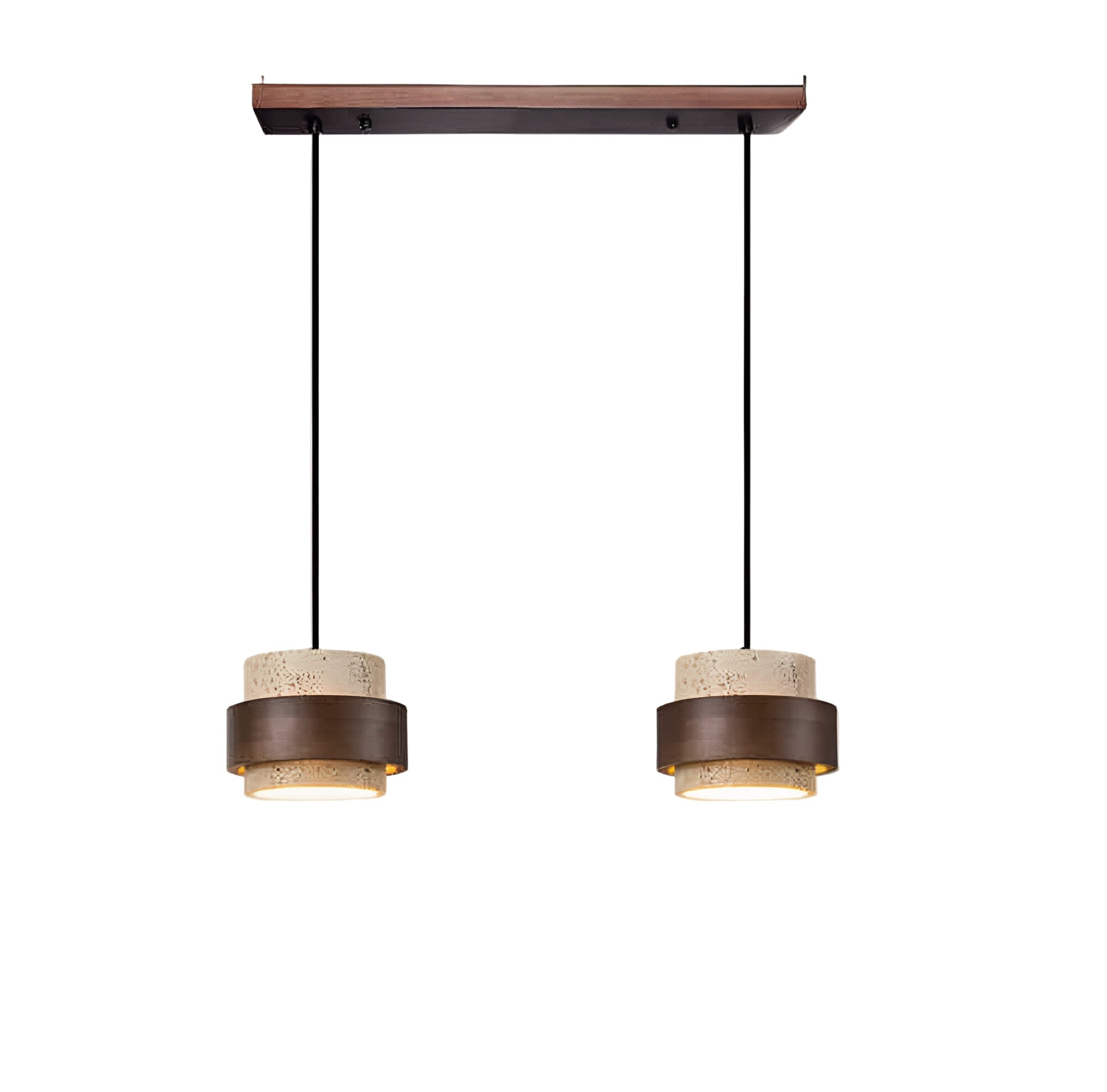 Lampa Wisząca z Trawertynu i Drewna Orzechowego – Naturalny Design Japandi