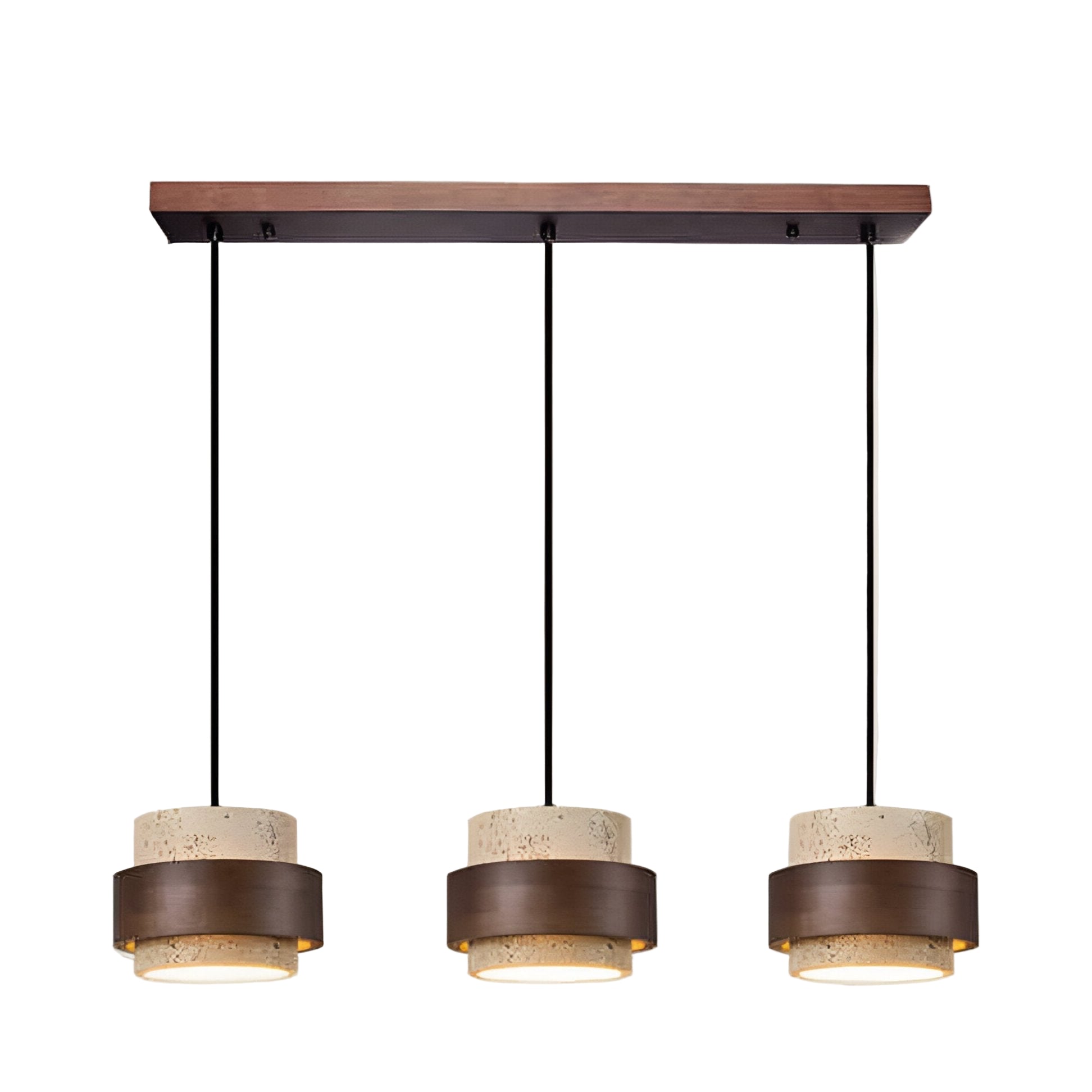 Lampa Wisząca z Trawertynu i Drewna Orzechowego – Naturalny Design Japandi