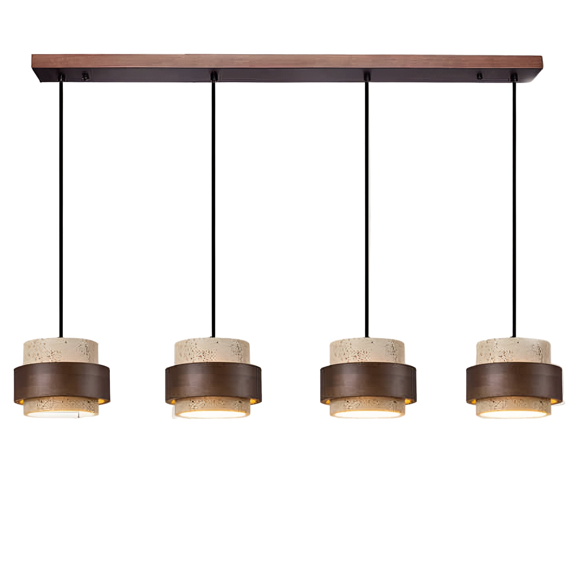 Lampa Wisząca z Trawertynu i Drewna Orzechowego – Naturalny Design Japandi