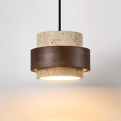 Lampa Wisząca z Trawertynu i Drewna Orzechowego – Naturalny Design Japandi