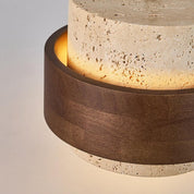 Lampa Wisząca z Trawertynu i Drewna Orzechowego – Naturalny Design Japandi