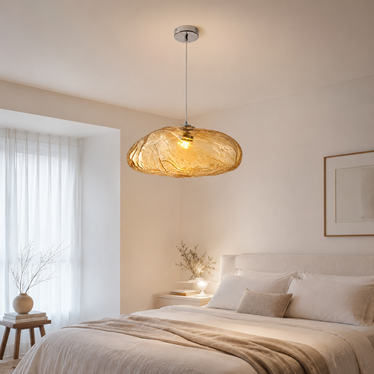 Lampa Wisząca ze Szkła – Organiczna Forma Inspirowana Chmurą