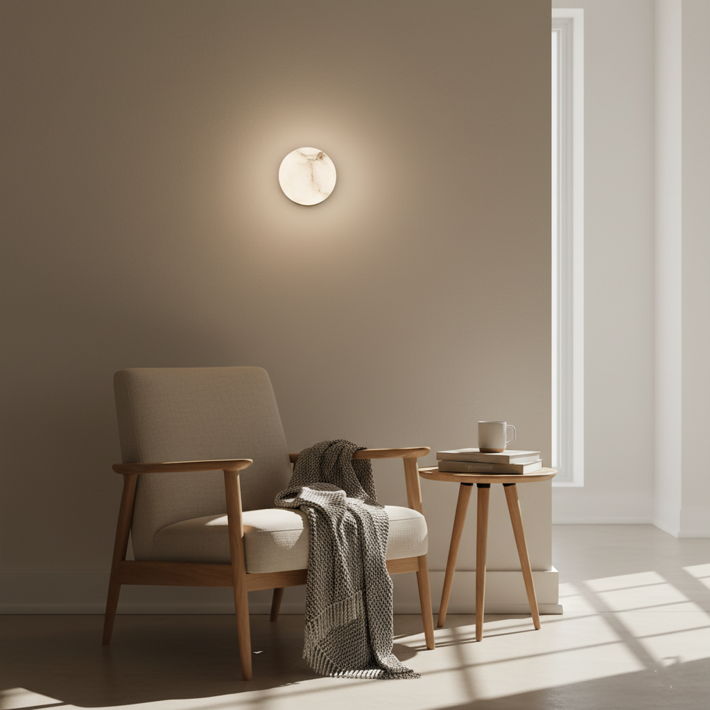 Lampa Ścienna z Alabastru – Japandi, Naturalny Kamień