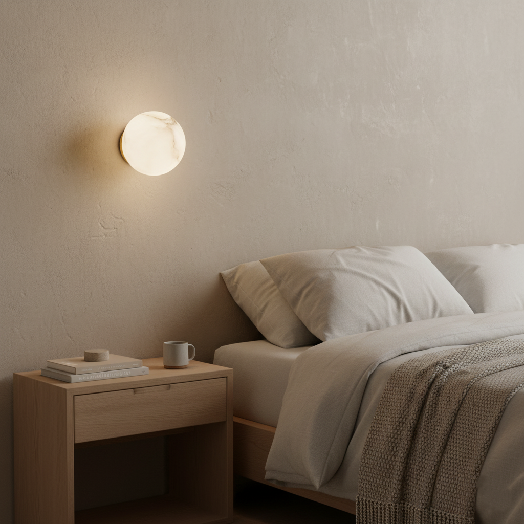 Lampa Ścienna z Alabastru – Japandi, Naturalny Kamień