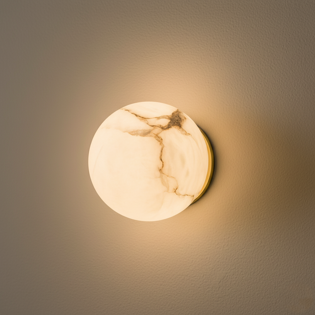 Lampa Ścienna z Alabastru – Japandi, Naturalny Kamień