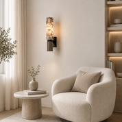 Lampa Ścienna z Alabastru i Mosiądzu – Japandi