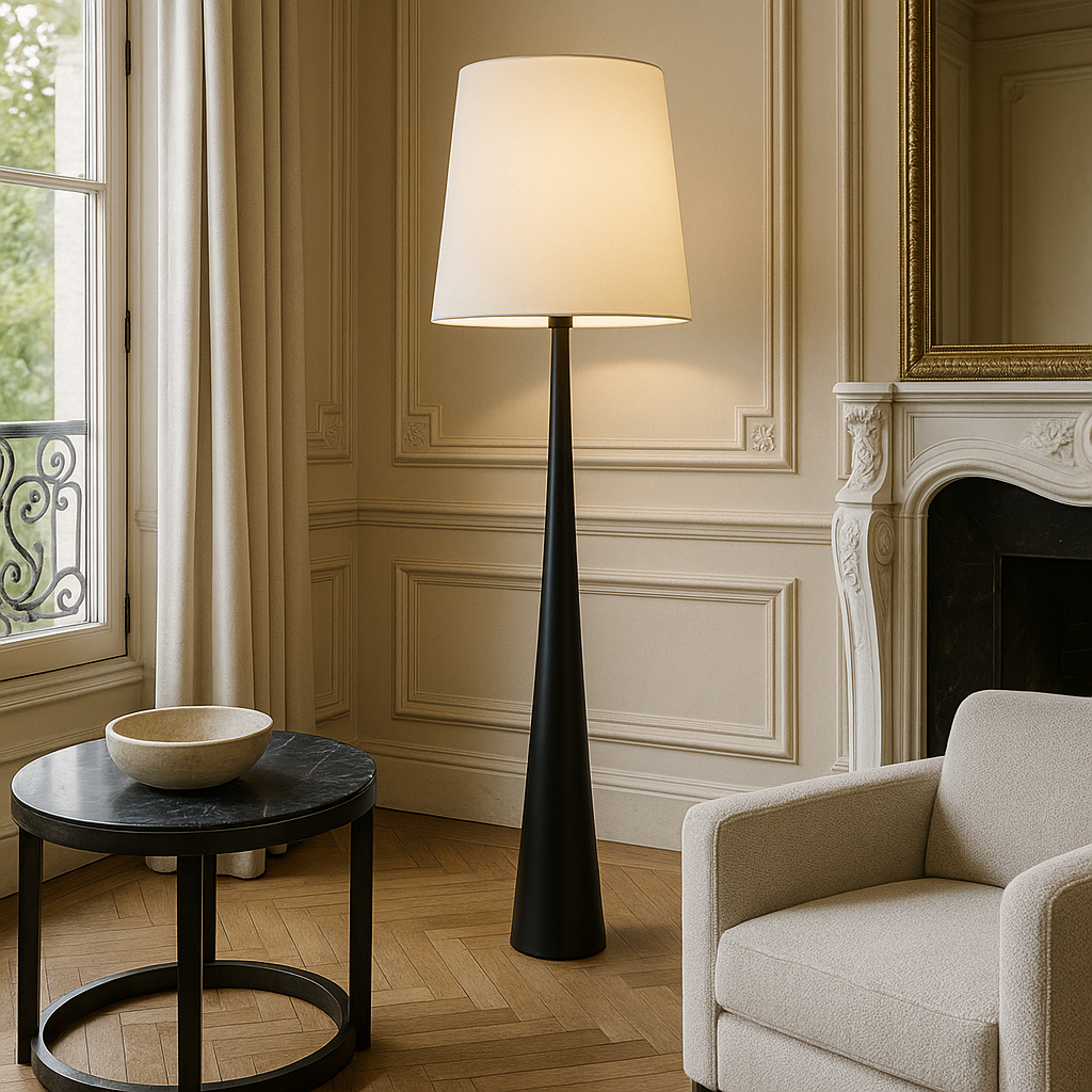 Minimalistyczna Lampa Podłogowa z Tekstylnym Abażurem