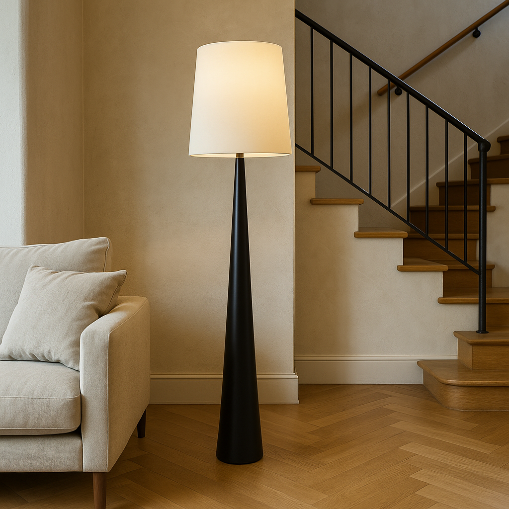 Minimalistyczna Lampa Podłogowa z Tekstylnym Abażurem