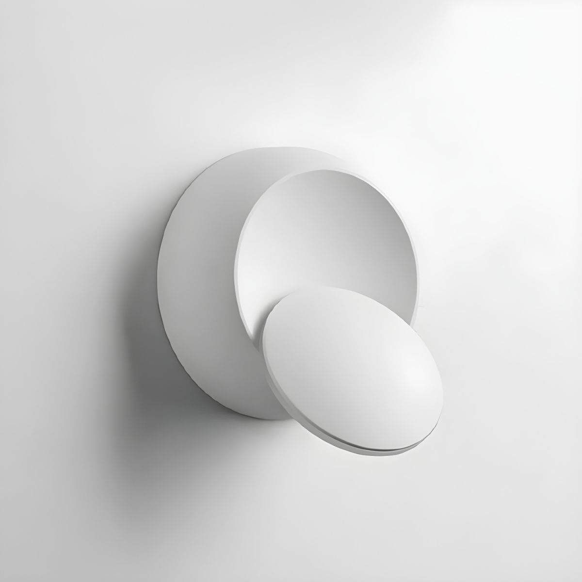 Minimalistyczna Lampa Ścienna LED z Obrotowym Dyskiem i Efektem Półksiężyca