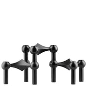 Modułowy świecznik metalowy o geometrycznej formie