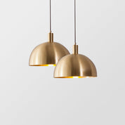 Mosiężna Lampa Wisząca Kopułowa w Stylu Mid-Century