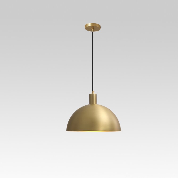 Mosiężna Lampa Wisząca Kopułowa w Stylu Mid-Century