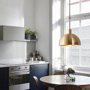 Mosiężna Lampa Wisząca Kopułowa w Stylu Mid-Century