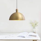 Mosiężna Lampa Wisząca Kopułowa w Stylu Mid-Century