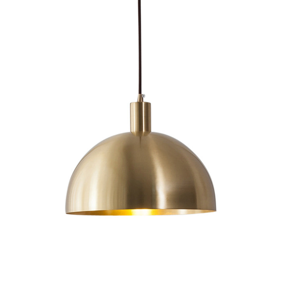 Mosiężna Lampa Wisząca Kopułowa w Stylu Mid-Century
